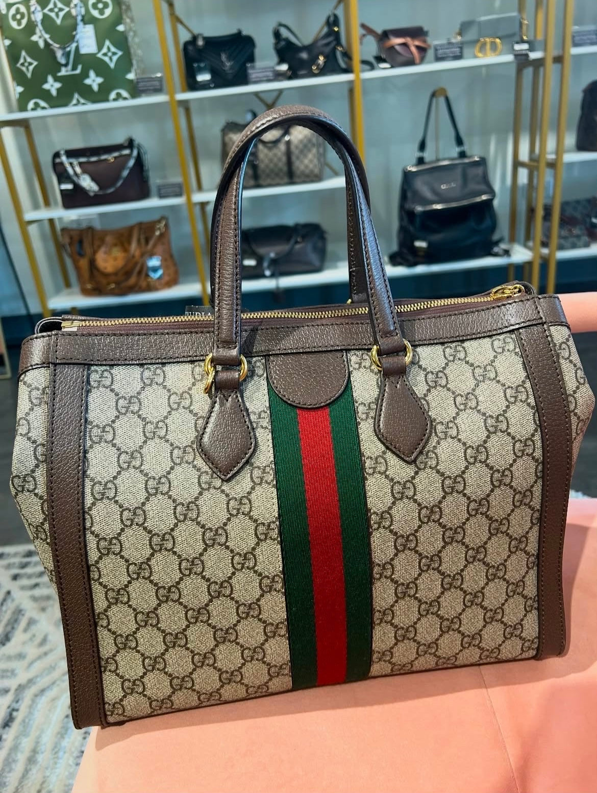 Gucci Ophidia GG Supreme Medium Top Handle Tote