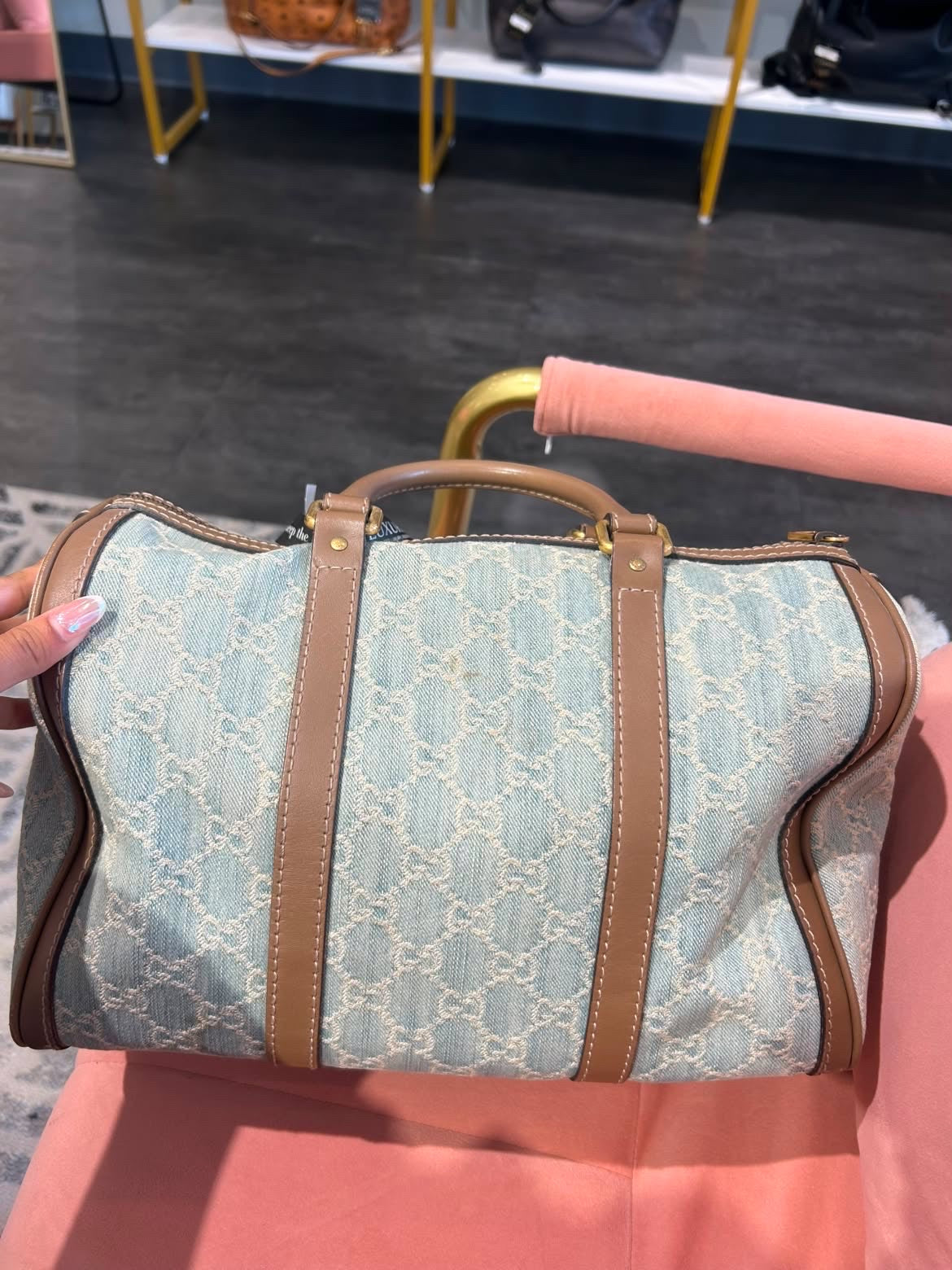Gucci GG Denim Boston Bag – Light Blue