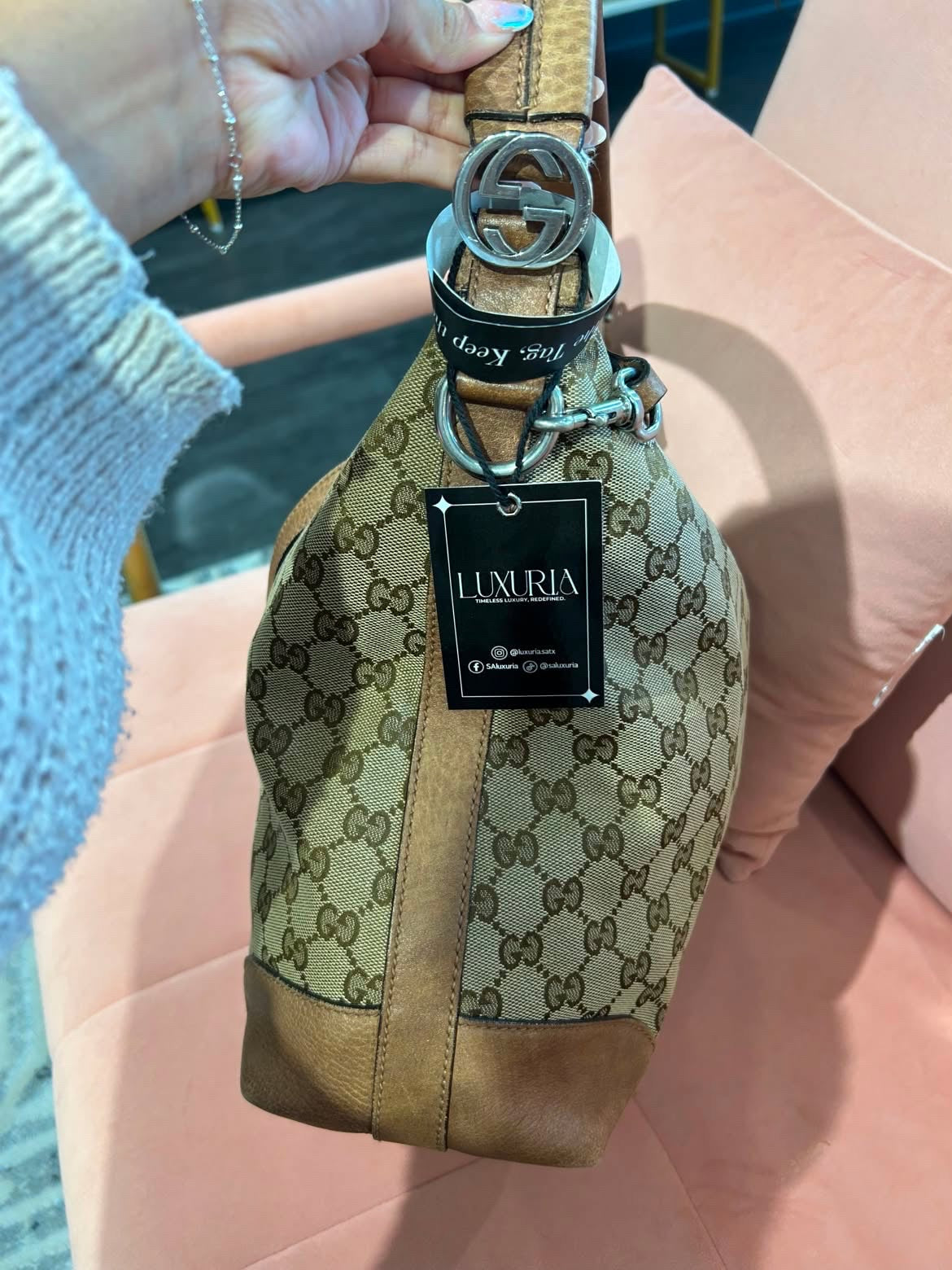 Gucci GG Canvas Shoulder Bag – Brown
