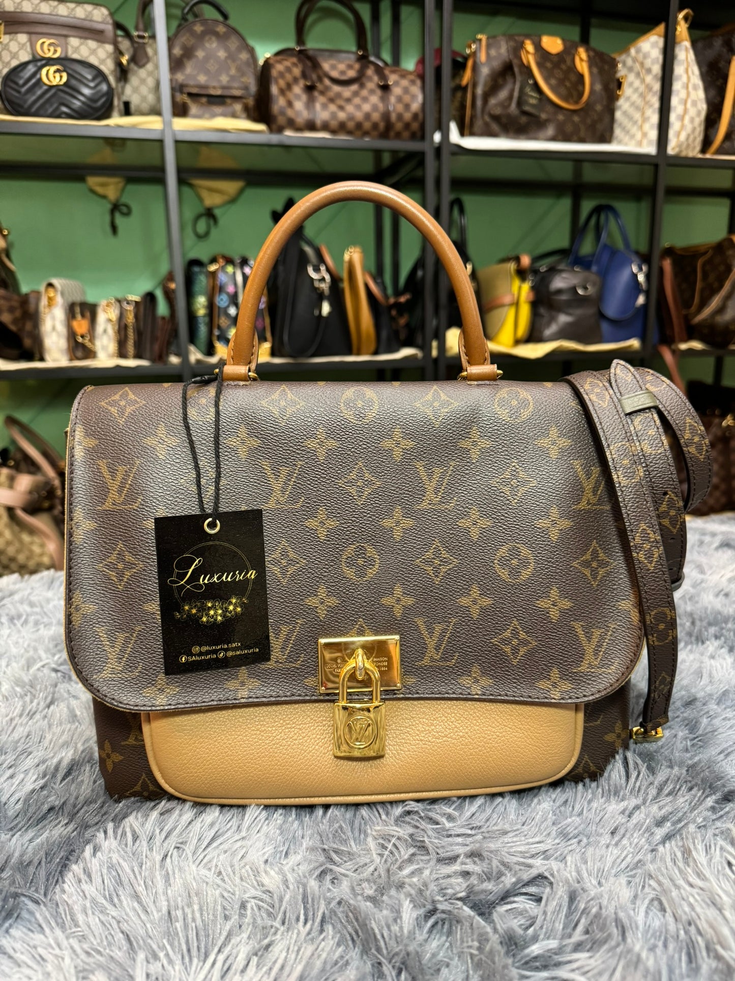Louis Vuitton Marignan Monogram Canvas & Sesame Leather