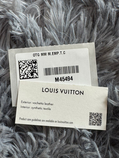 Louis Vuitton OnTheGo MM in Bicolor Monogram Empreinte Leather (Tourterelle/Cream)