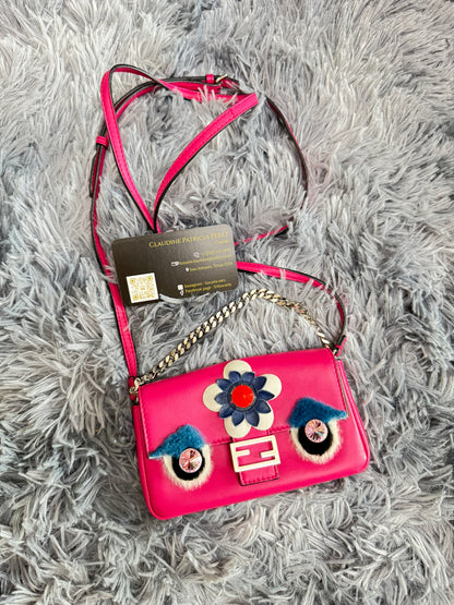 Fendi Monster Micro Bucket Bag in Pink Nappa Leather & Rabbit Fur