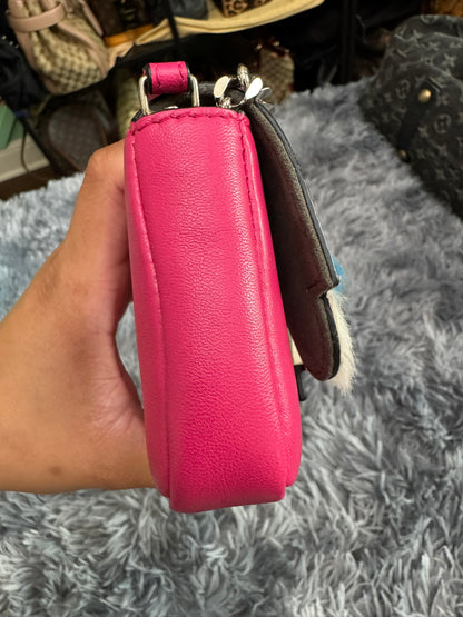 Fendi Monster Micro Bucket Bag in Pink Nappa Leather & Rabbit Fur