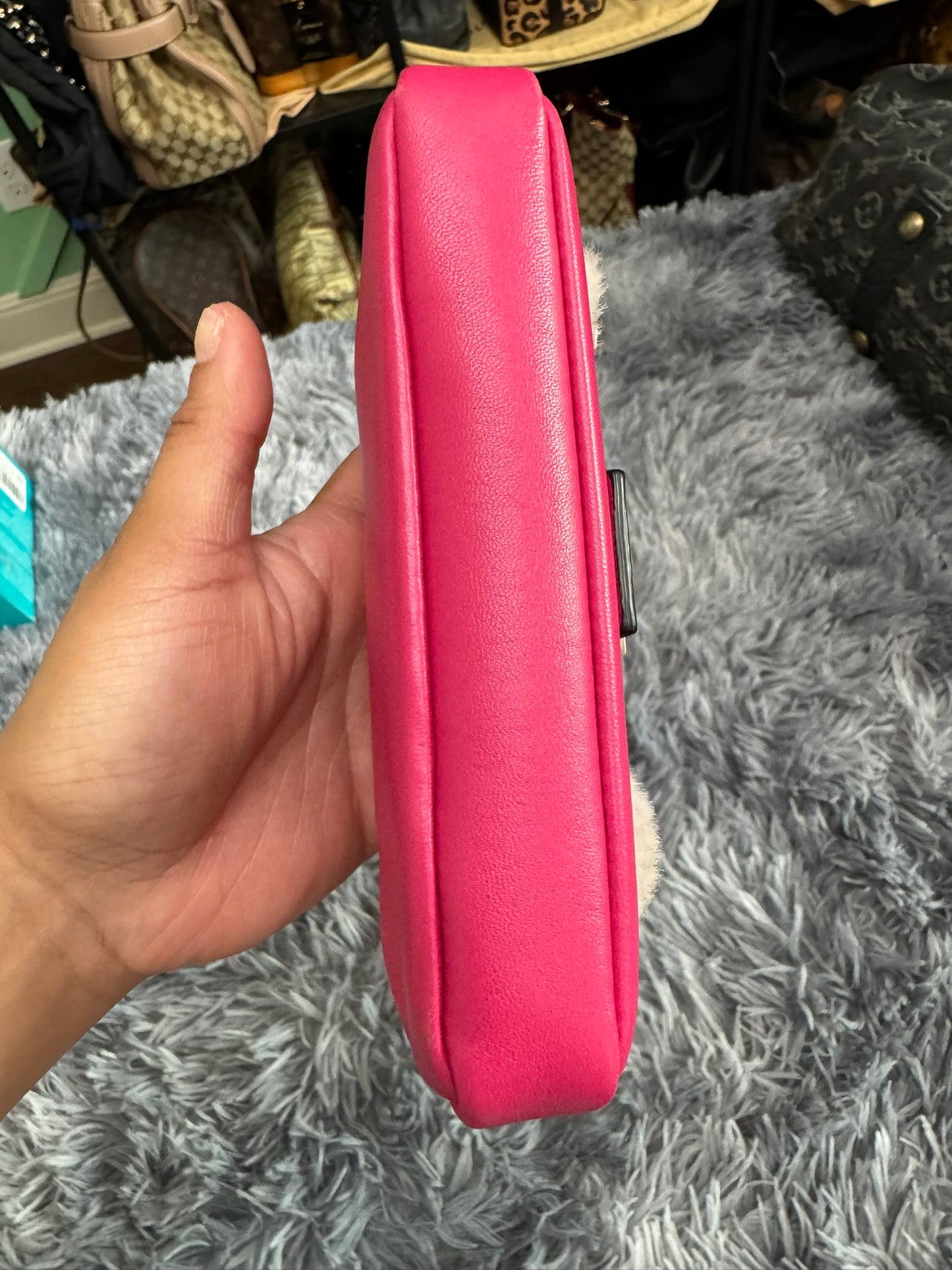 Fendi Monster Micro Bucket Bag in Pink Nappa Leather & Rabbit Fur