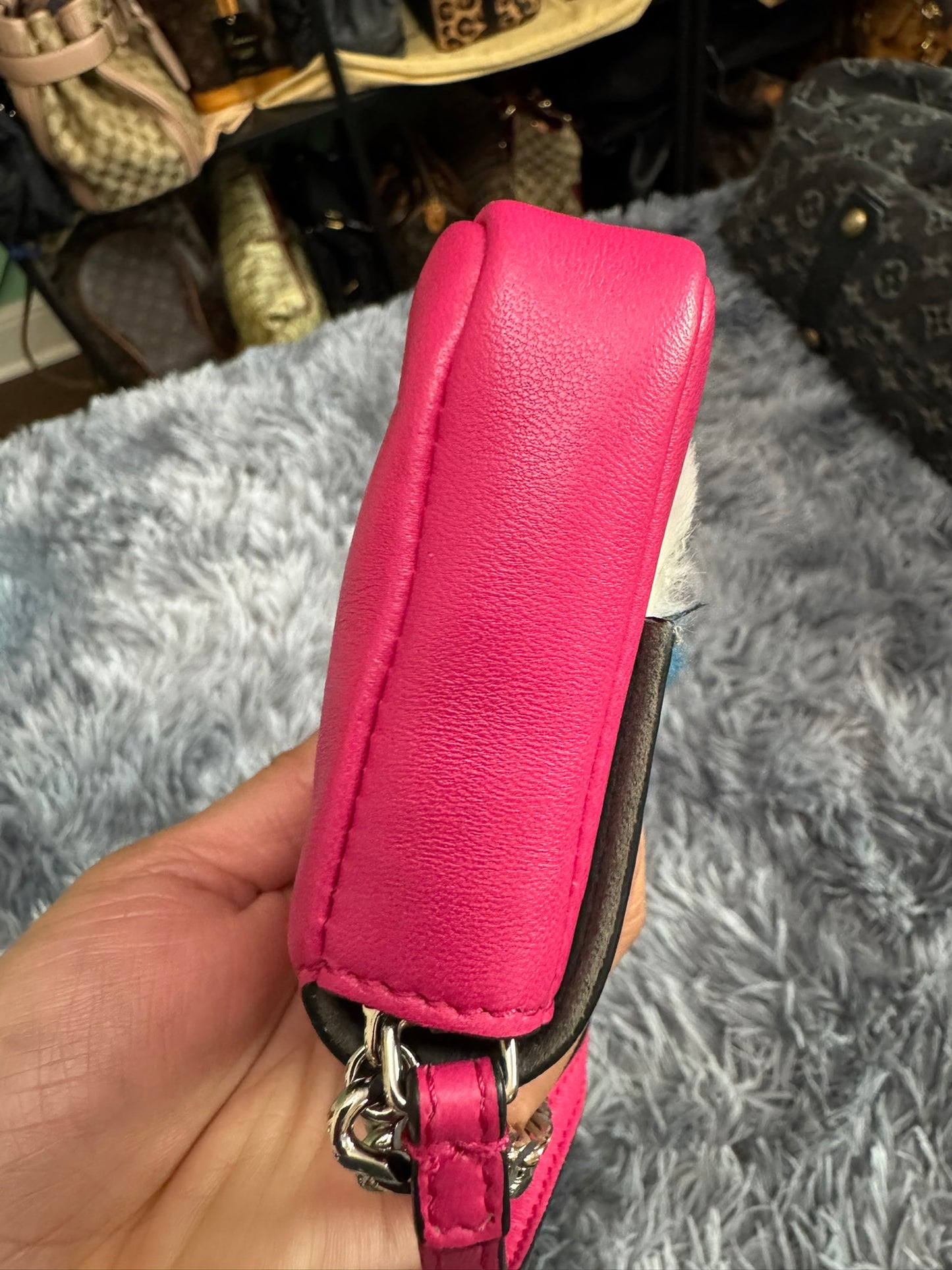 Fendi Monster Micro Bucket Bag in Pink Nappa Leather & Rabbit Fur