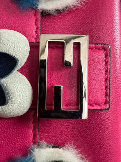 Fendi Monster Micro Bucket Bag in Pink Nappa Leather & Rabbit Fur
