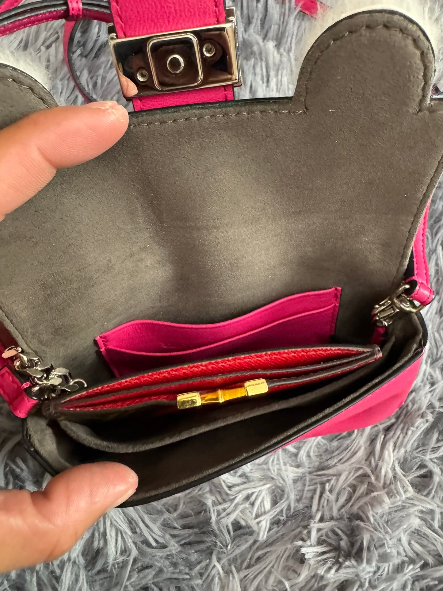 Fendi Monster Micro Bucket Bag in Pink Nappa Leather & Rabbit Fur