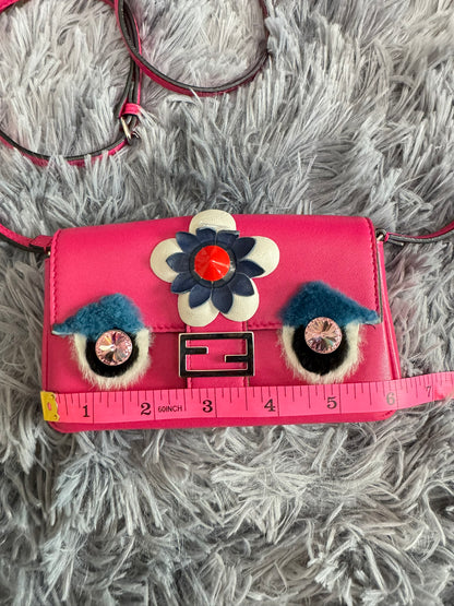 Fendi Monster Micro Bucket Bag in Pink Nappa Leather & Rabbit Fur