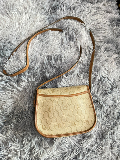 Dior Vintage Honeycomb Monogram Saddle Crossbody Bag