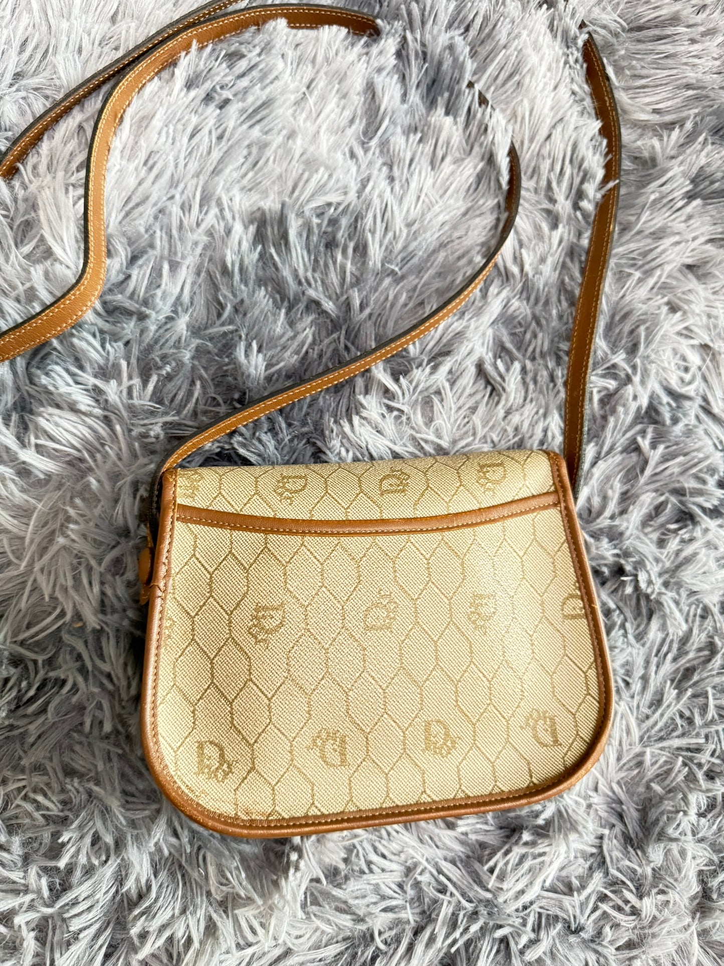 Dior Vintage Honeycomb Monogram Saddle Crossbody Bag