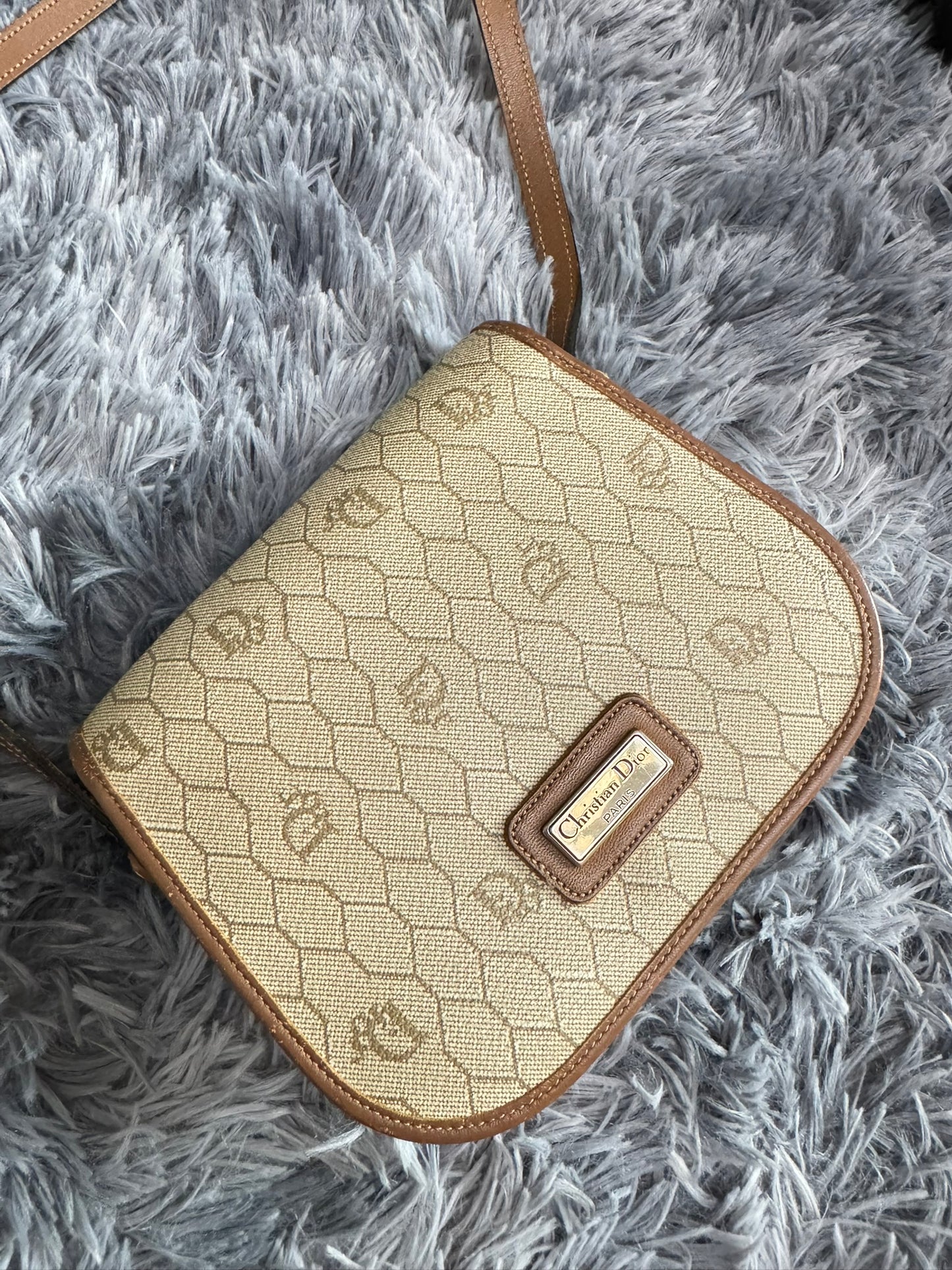 Dior Vintage Honeycomb Monogram Saddle Crossbody Bag