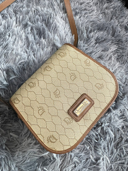 Dior Vintage Honeycomb Monogram Saddle Crossbody Bag