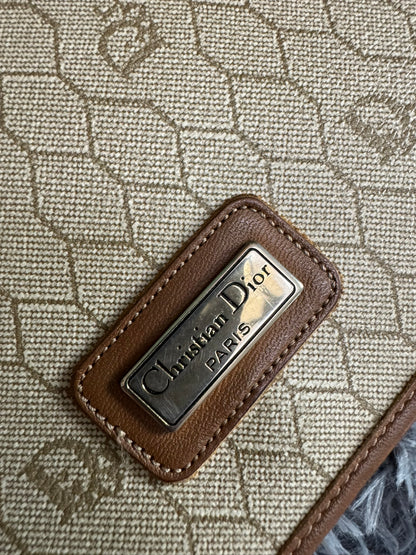 Dior Vintage Honeycomb Monogram Saddle Crossbody Bag