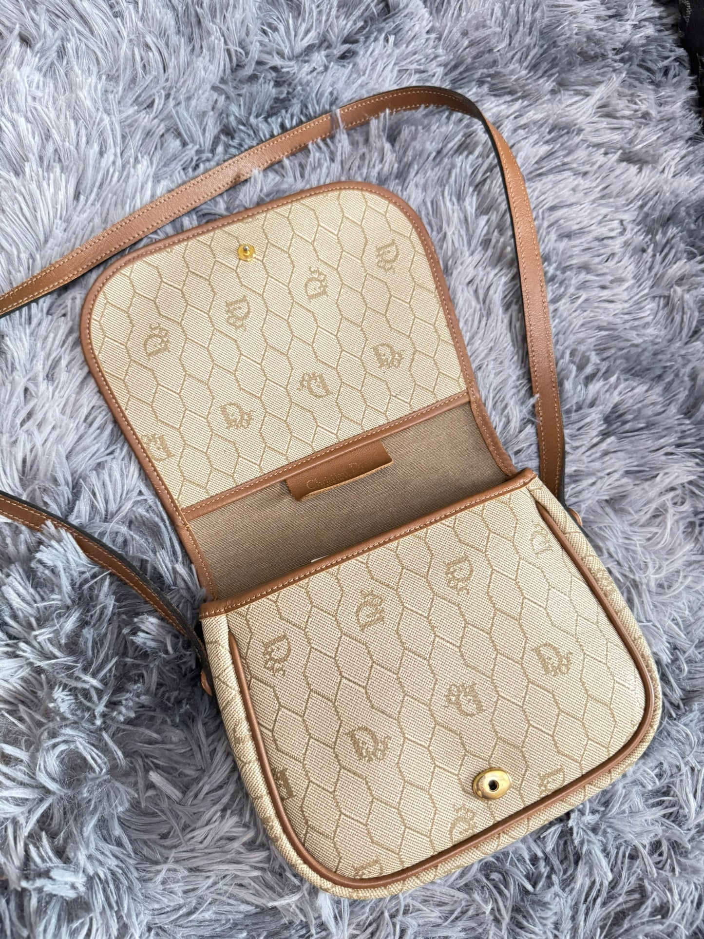 Dior Vintage Honeycomb Monogram Saddle Crossbody Bag