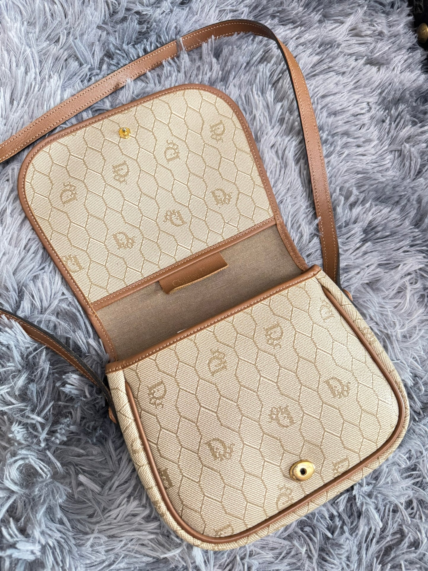 Dior Vintage Honeycomb Monogram Saddle Crossbody Bag