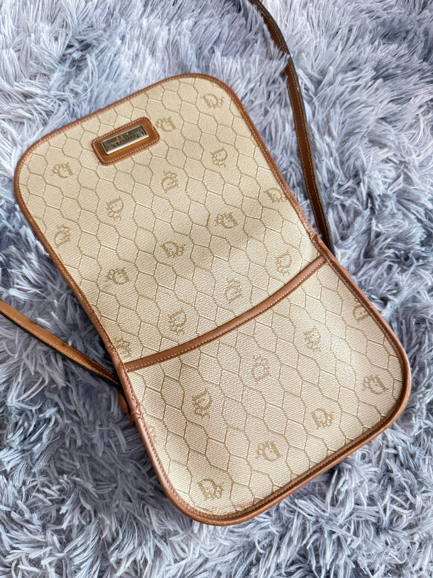 Dior Vintage Honeycomb Monogram Saddle Crossbody Bag