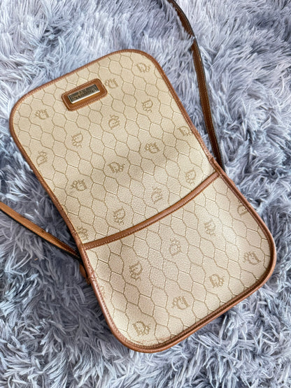 Dior Vintage Honeycomb Monogram Saddle Crossbody Bag