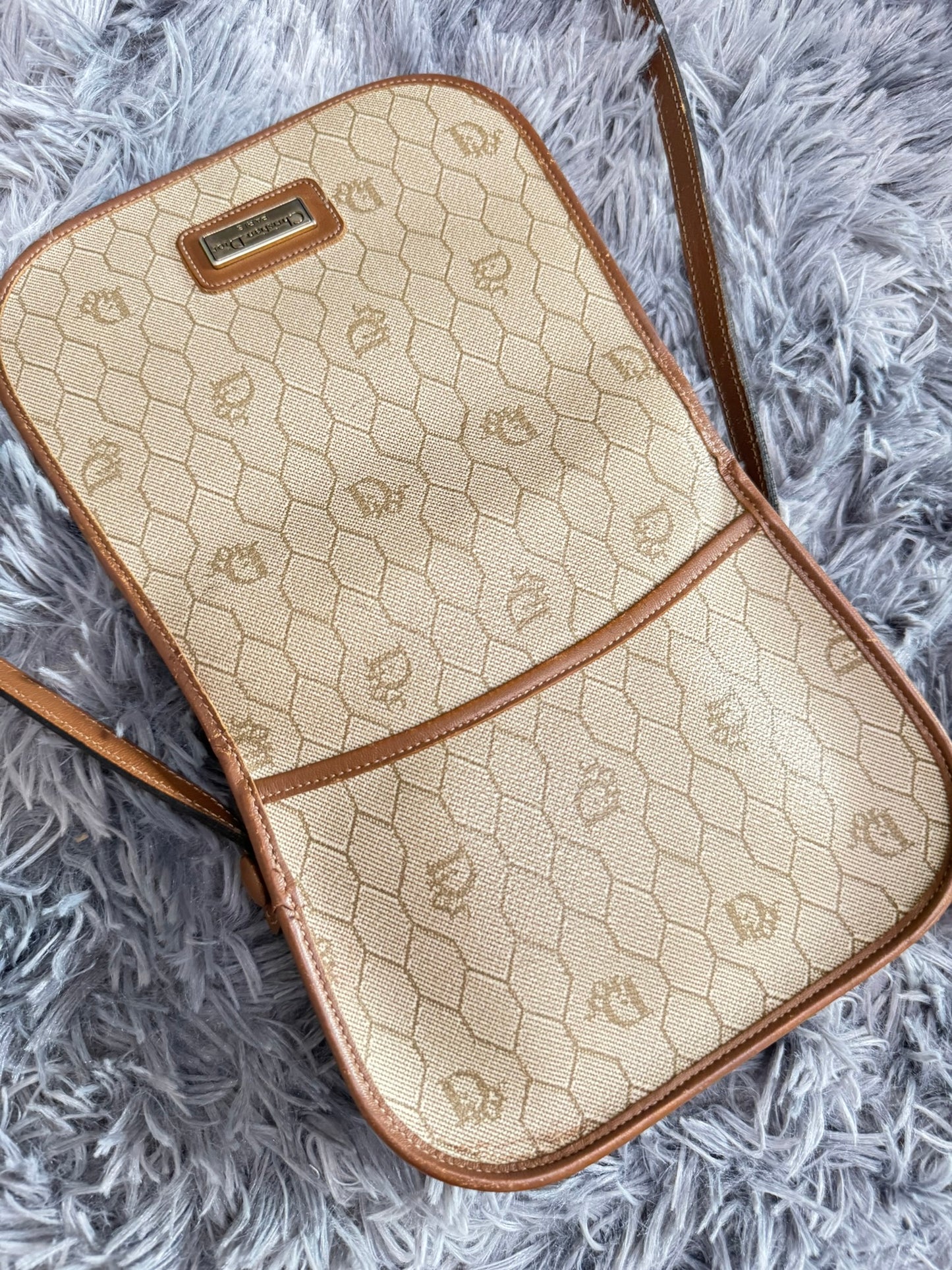Dior Vintage Honeycomb Monogram Saddle Crossbody Bag