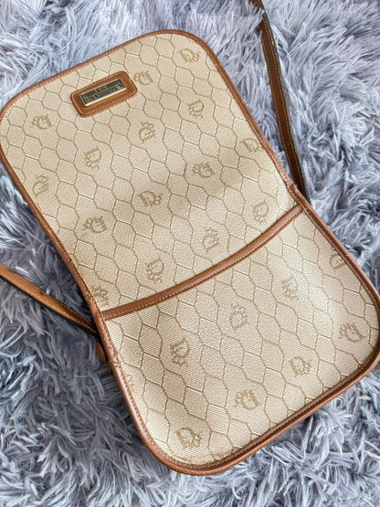 Dior Vintage Honeycomb Monogram Saddle Crossbody Bag