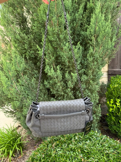Bottega Veneta Intrecciato Chain Shoulder Bag in Grey