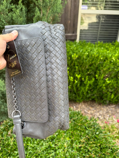 Bottega Veneta Intrecciato Chain Shoulder Bag in Grey