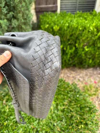 Bottega Veneta Intrecciato Chain Shoulder Bag in Grey