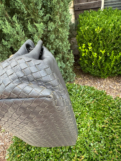 Bottega Veneta Intrecciato Chain Shoulder Bag in Grey