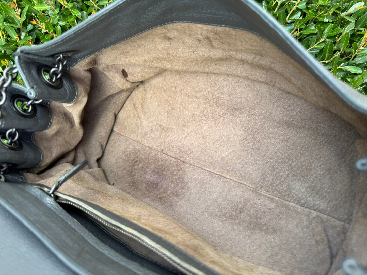 Bottega Veneta Intrecciato Chain Shoulder Bag in Grey