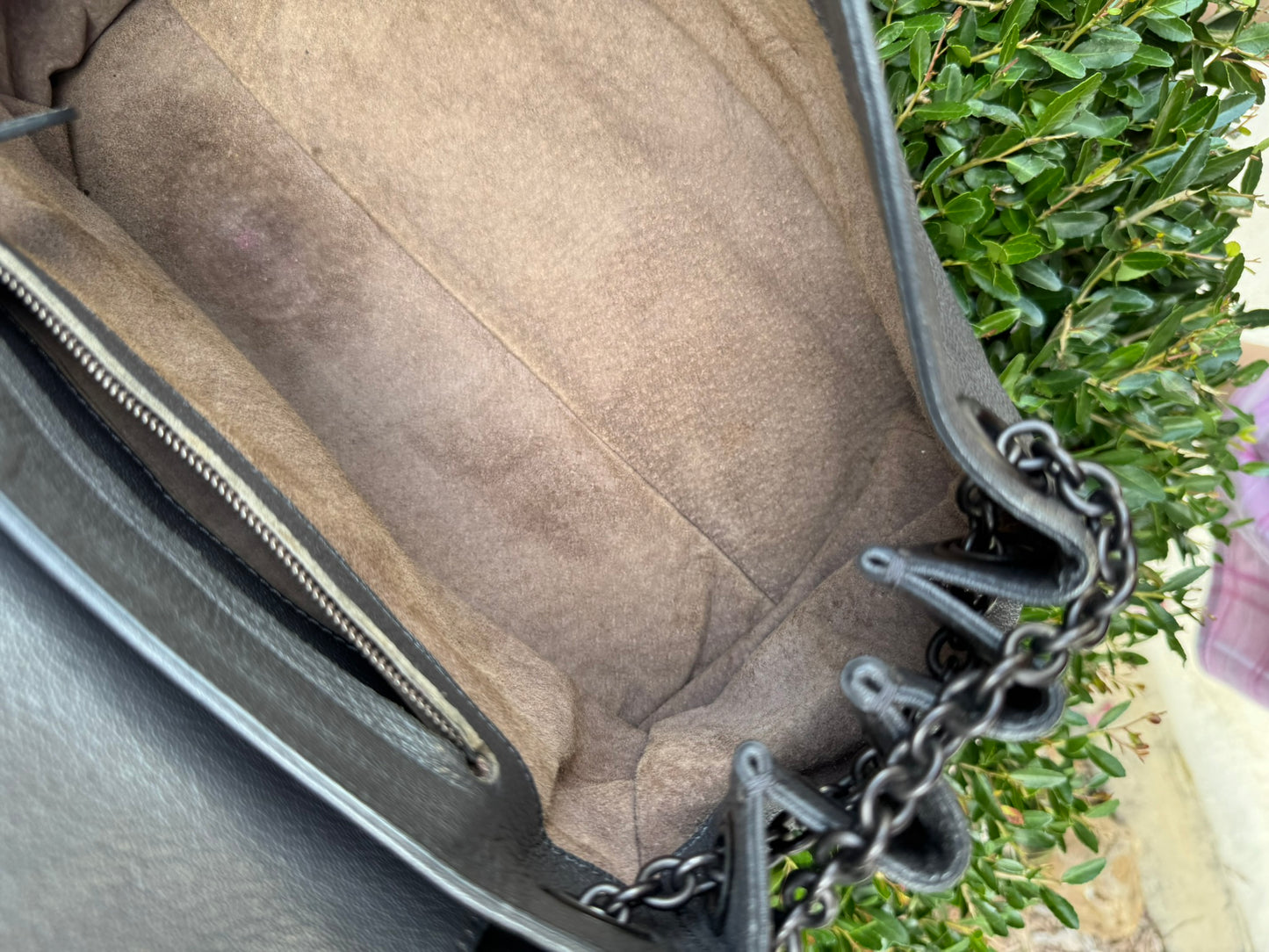 Bottega Veneta Intrecciato Chain Shoulder Bag in Grey