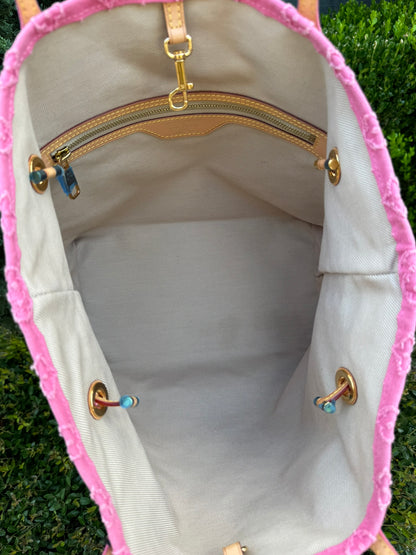 Louis Vuitton Neverfull MM in Pink Monogram Stone Washed Denim