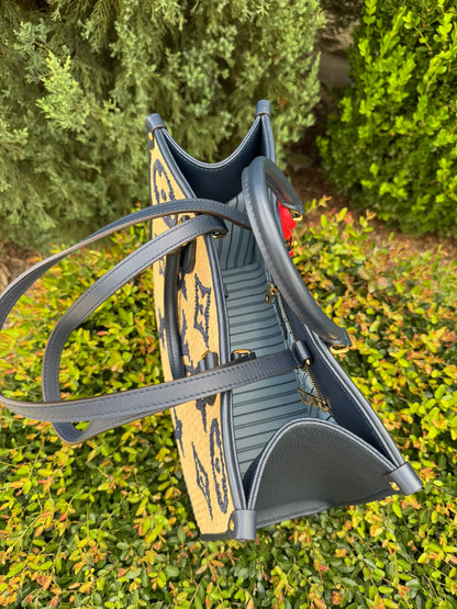 Louis Vuitton OnTheGo MM in Blue Raffia Canvas