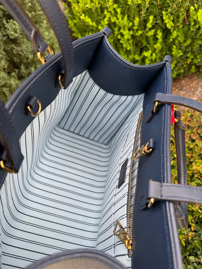 Louis Vuitton OnTheGo MM in Blue Raffia Canvas