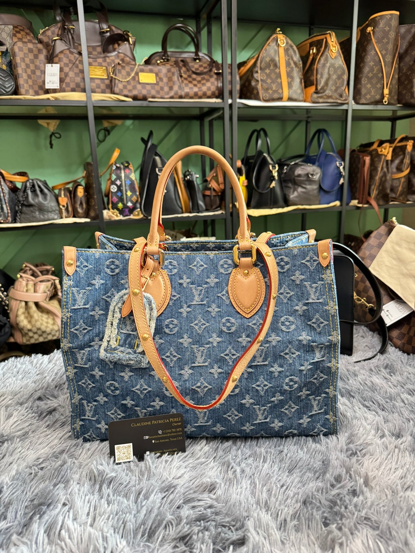 Louis Vuitton OnTheGo MM in Blue Denim Jacquard Monogram