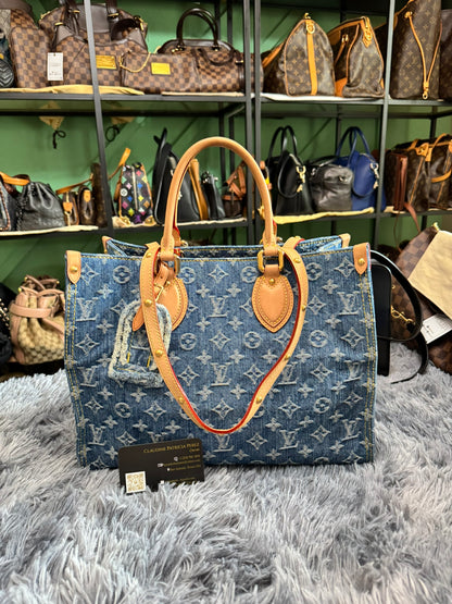 Louis Vuitton OnTheGo MM in Blue Denim Jacquard Monogram