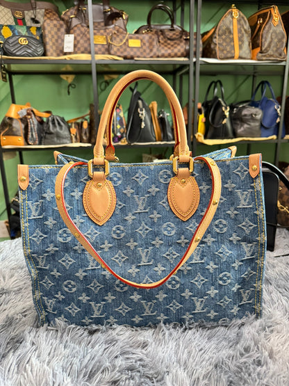 Louis Vuitton OnTheGo MM in Blue Denim Jacquard Monogram