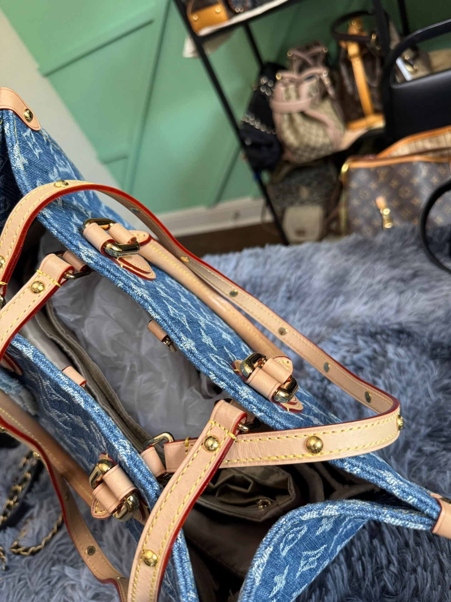 Louis Vuitton OnTheGo MM in Blue Denim Jacquard Monogram