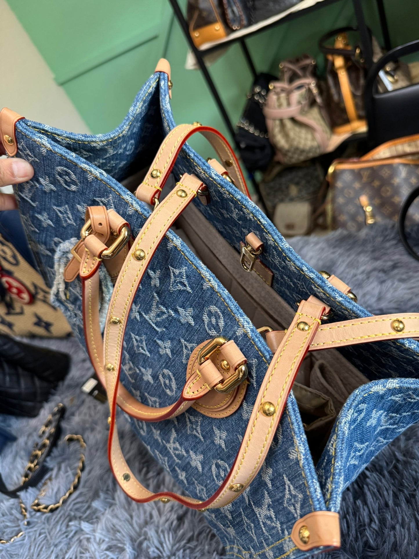 Louis Vuitton OnTheGo MM in Blue Denim Jacquard Monogram