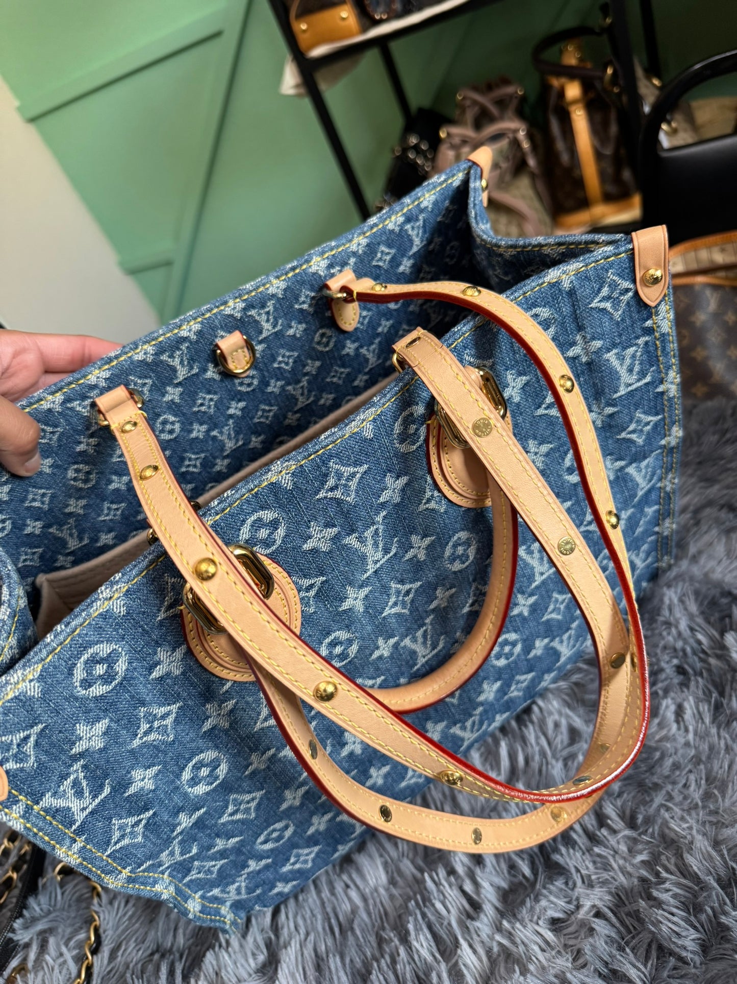 Louis Vuitton OnTheGo MM in Blue Denim Jacquard Monogram