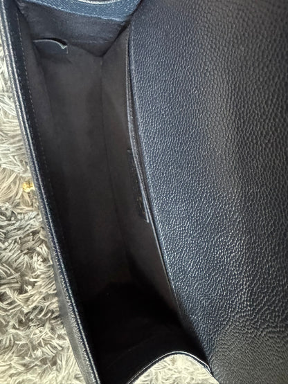 Chanel Le Boy Medium in Navy Blue Caviar Leather with Silver Hardware