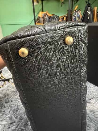 Chanel Medium Top Handle in Black Caviar Leather with Gold Hardware