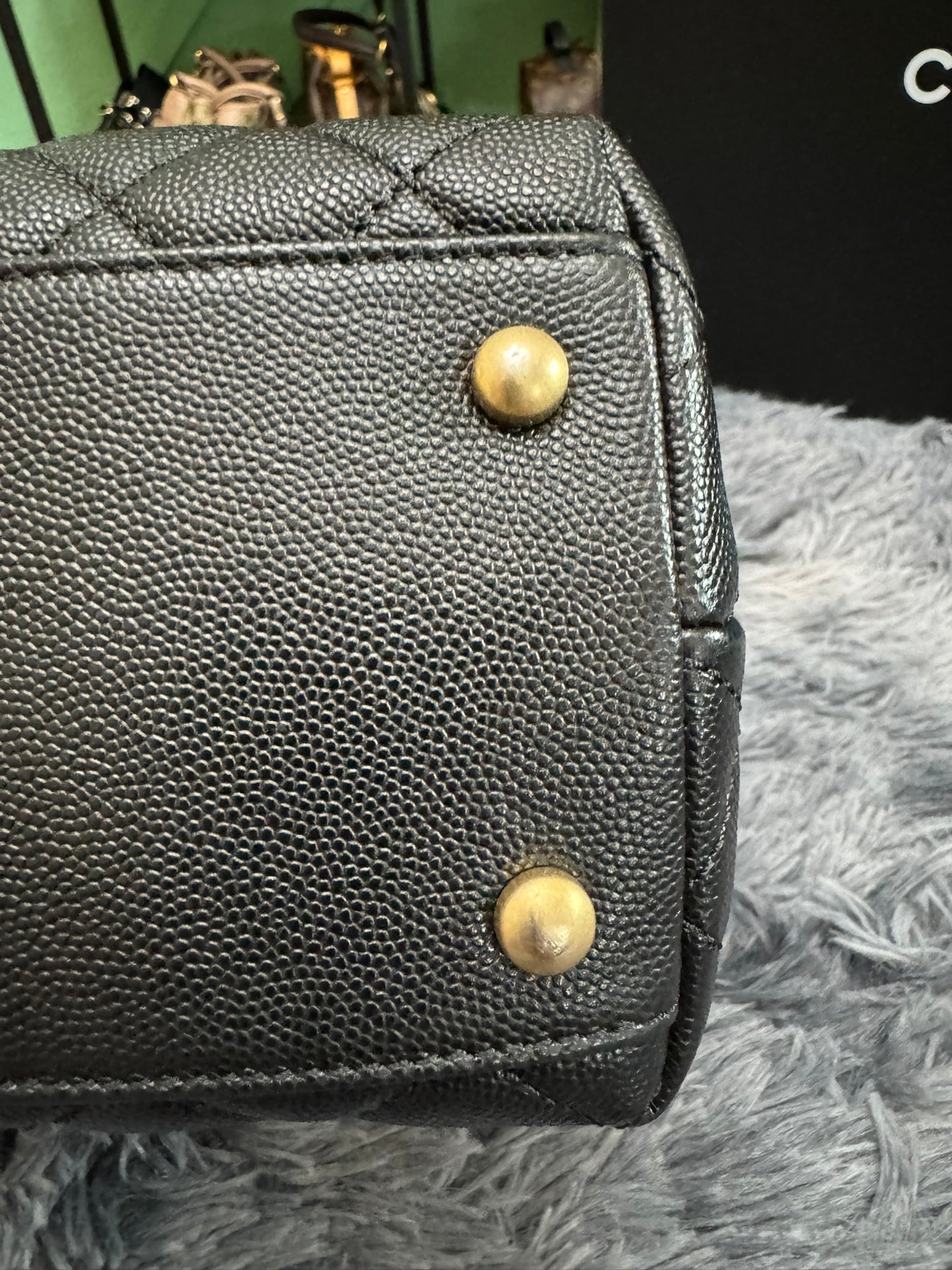 Chanel Medium Top Handle in Black Caviar Leather with Gold Hardware