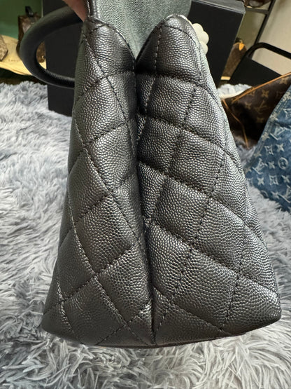 Chanel Medium Top Handle in Black Caviar Leather with Gold Hardware