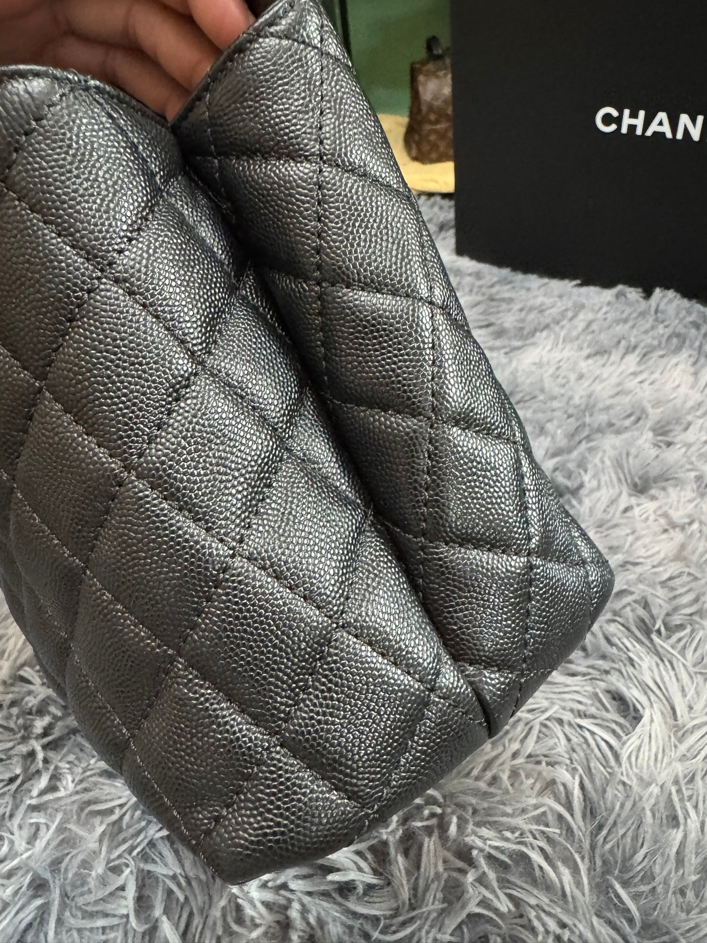 Chanel Medium Top Handle in Black Caviar Leather with Gold Hardware