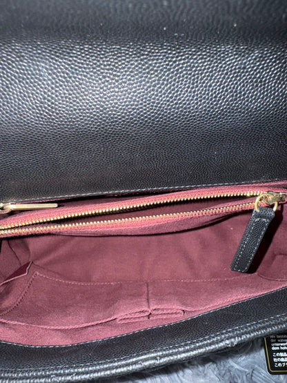 Chanel Medium Top Handle in Black Caviar Leather with Gold Hardware