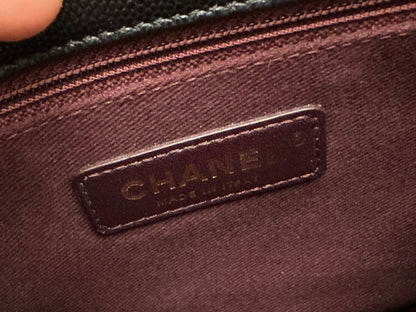 Chanel Medium Top Handle in Black Caviar Leather with Gold Hardware