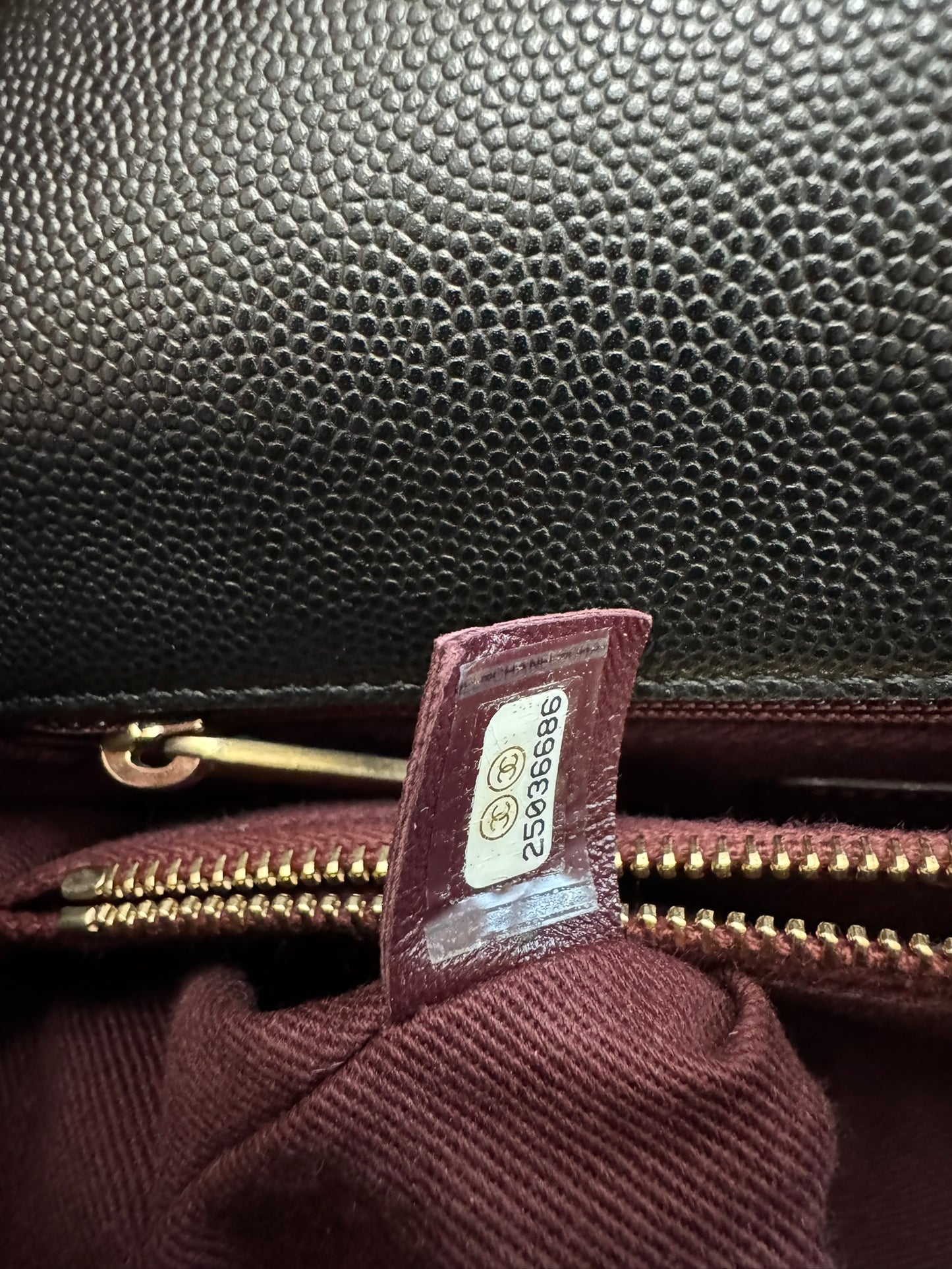 Chanel Medium Top Handle in Black Caviar Leather with Gold Hardware