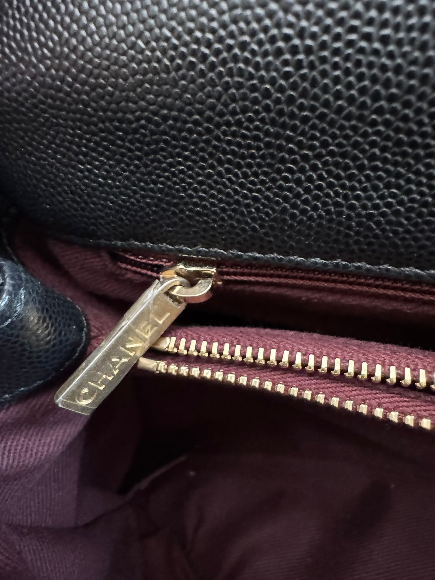 Chanel Medium Top Handle in Black Caviar Leather with Gold Hardware