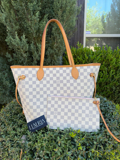 Louis Vuitton Neverfull MM – Damier Azur with Wristlet