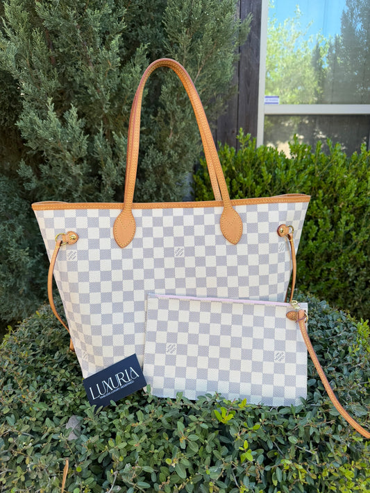 Louis Vuitton Neverfull MM – Damier Azur with Wristlet
