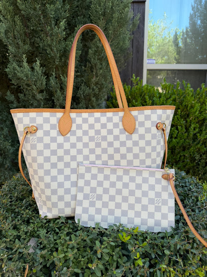Louis Vuitton Neverfull MM – Damier Azur with Wristlet
